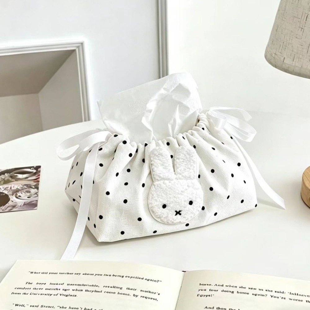 Game Storage Box - Cute Miffy Wave Embroidery Drawstring Tissue