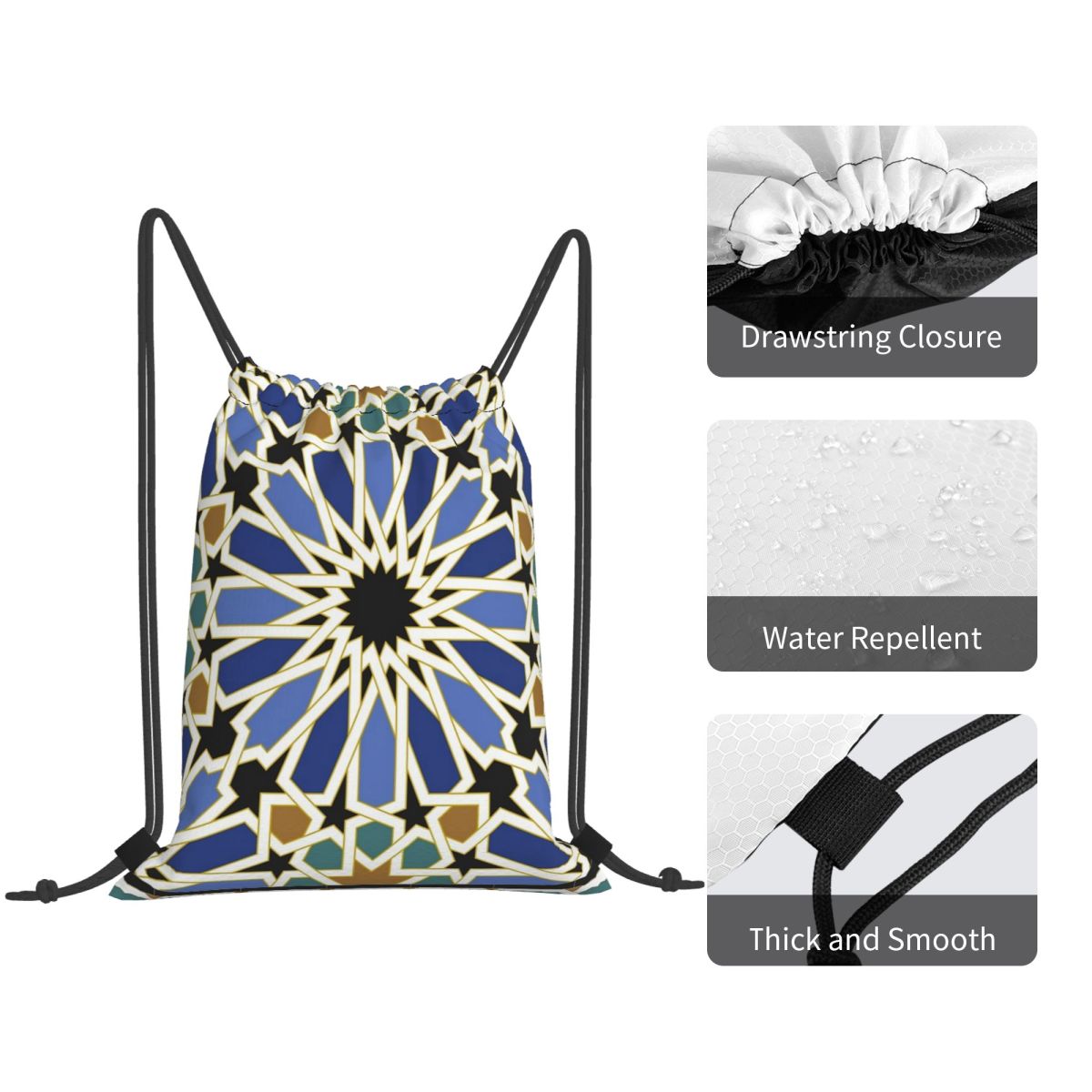 Arabic Tile I Backpacks Multi- - Tile Bag Drawstring avaliação e preço
