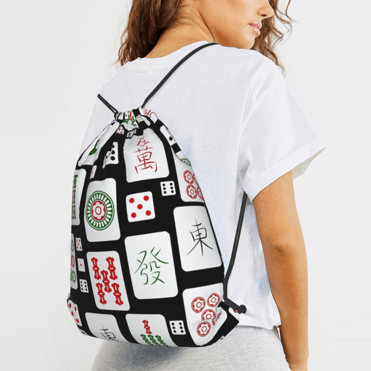 Mahjong Tiles Game Dice Backpa - Tile Bag Drawstring avaliação e preço