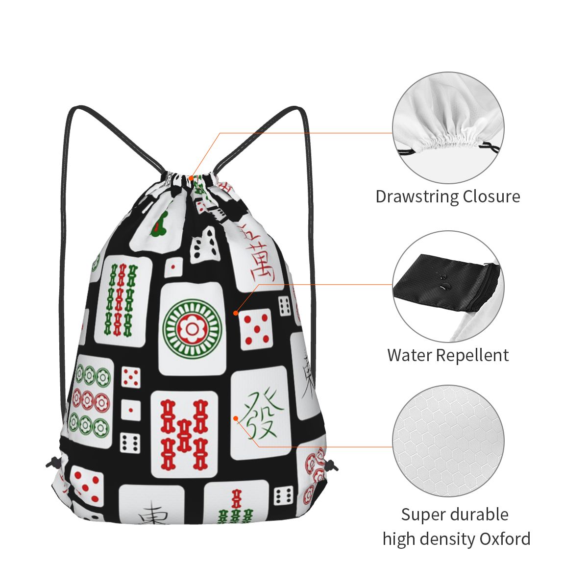 Mahjong Tiles Game Dice Backpa - Tile Bag Drawstring avaliação e preço