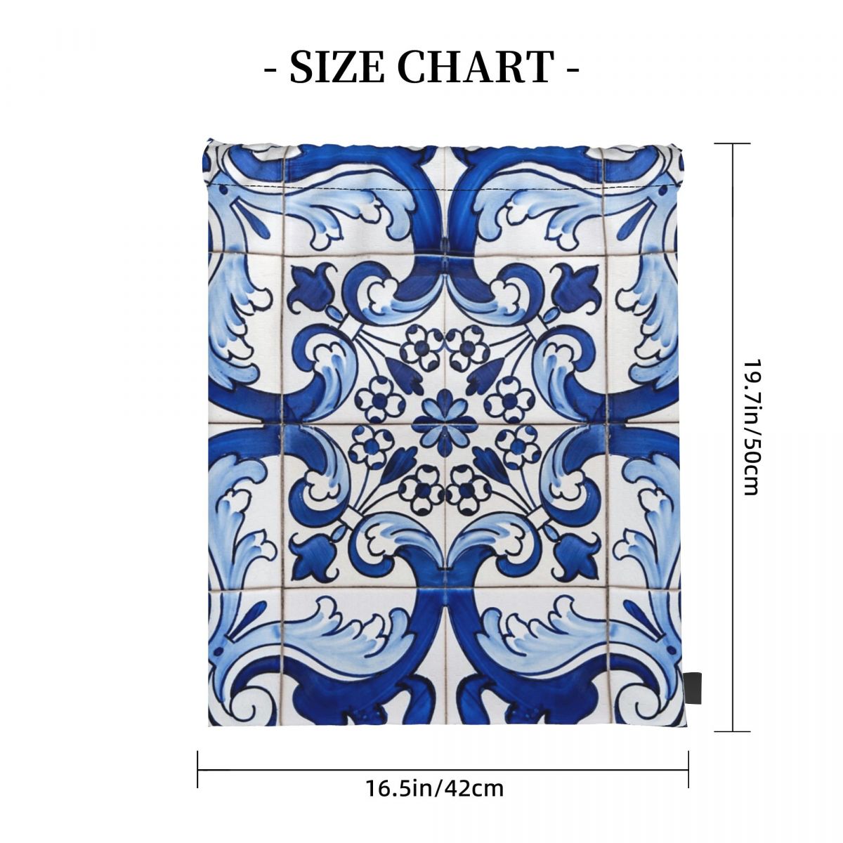 Antique Classic Lisbon Blue Az - Tile Bag Drawstring avaliação e preço