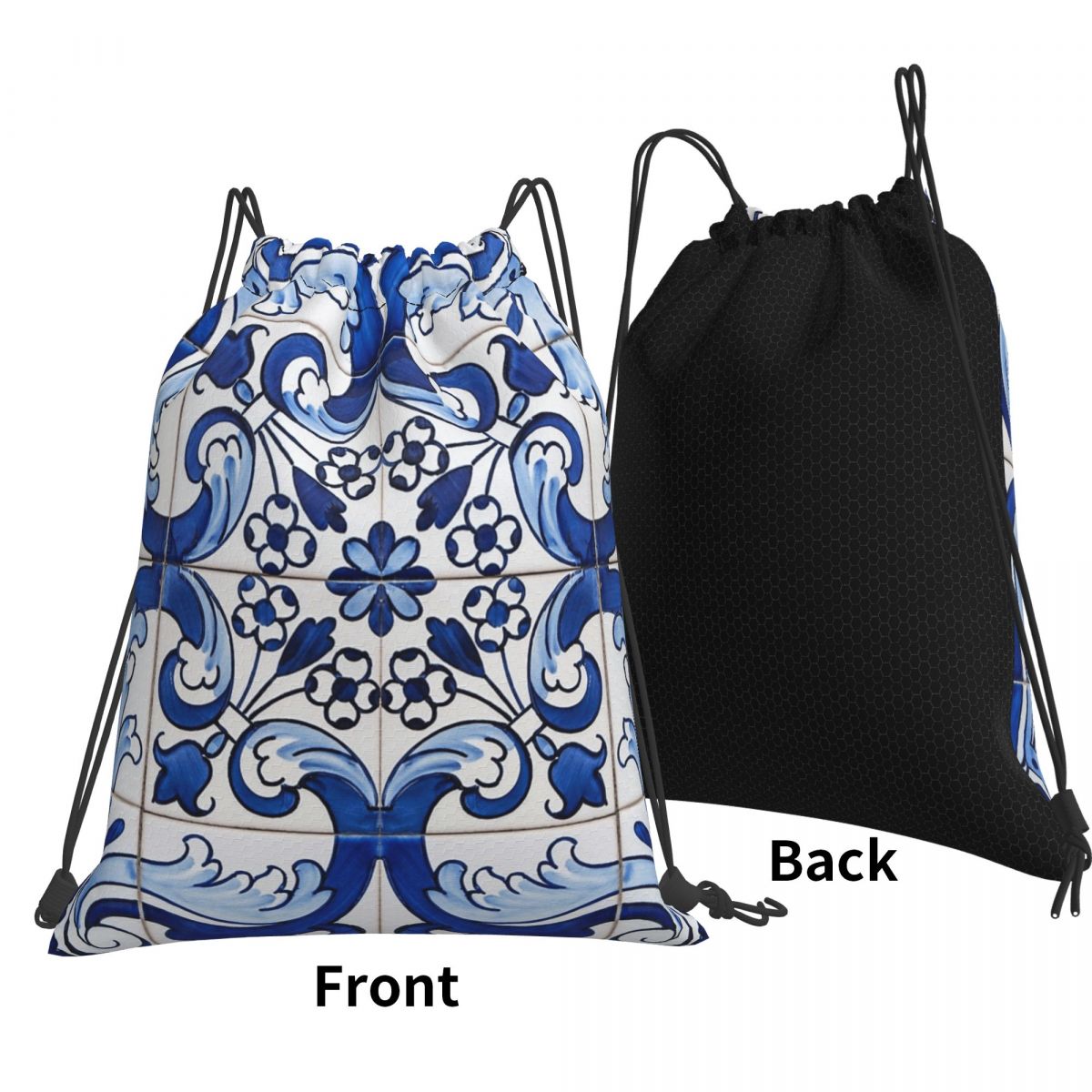 Antique Classic Lisbon Blue Az - Tile Bag Drawstring avaliação e preço