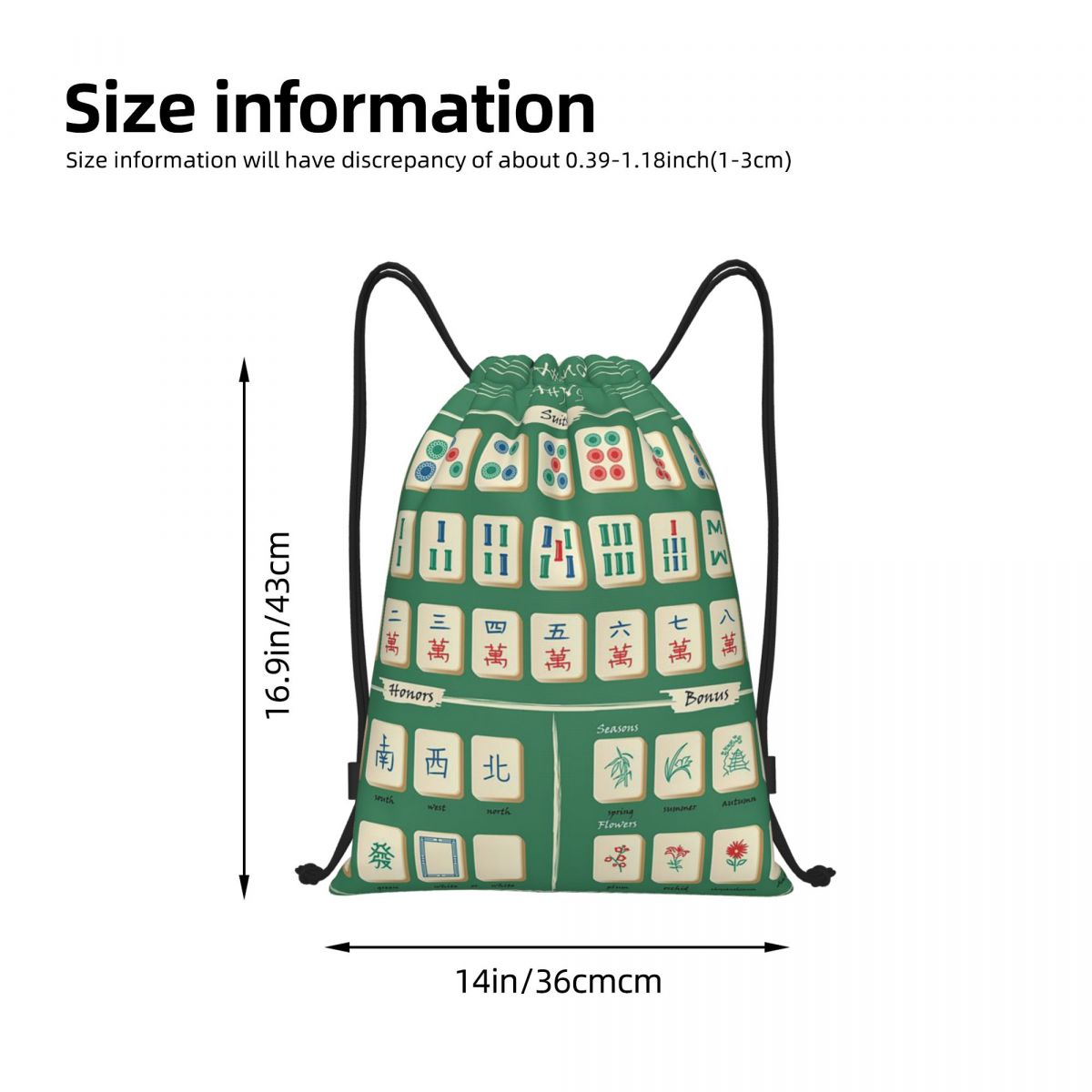 Mahjong Tile Pattern Backpacks - Tile Bag Drawstring avaliação e preço