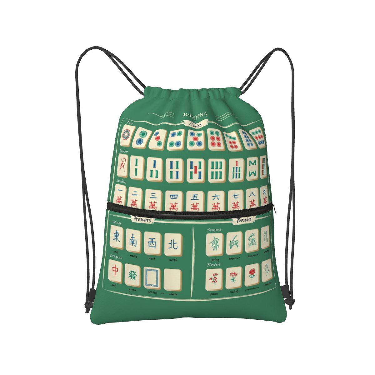 Mahjong Tile Pattern Backpacks - Tile Bag Drawstring avaliação e preço