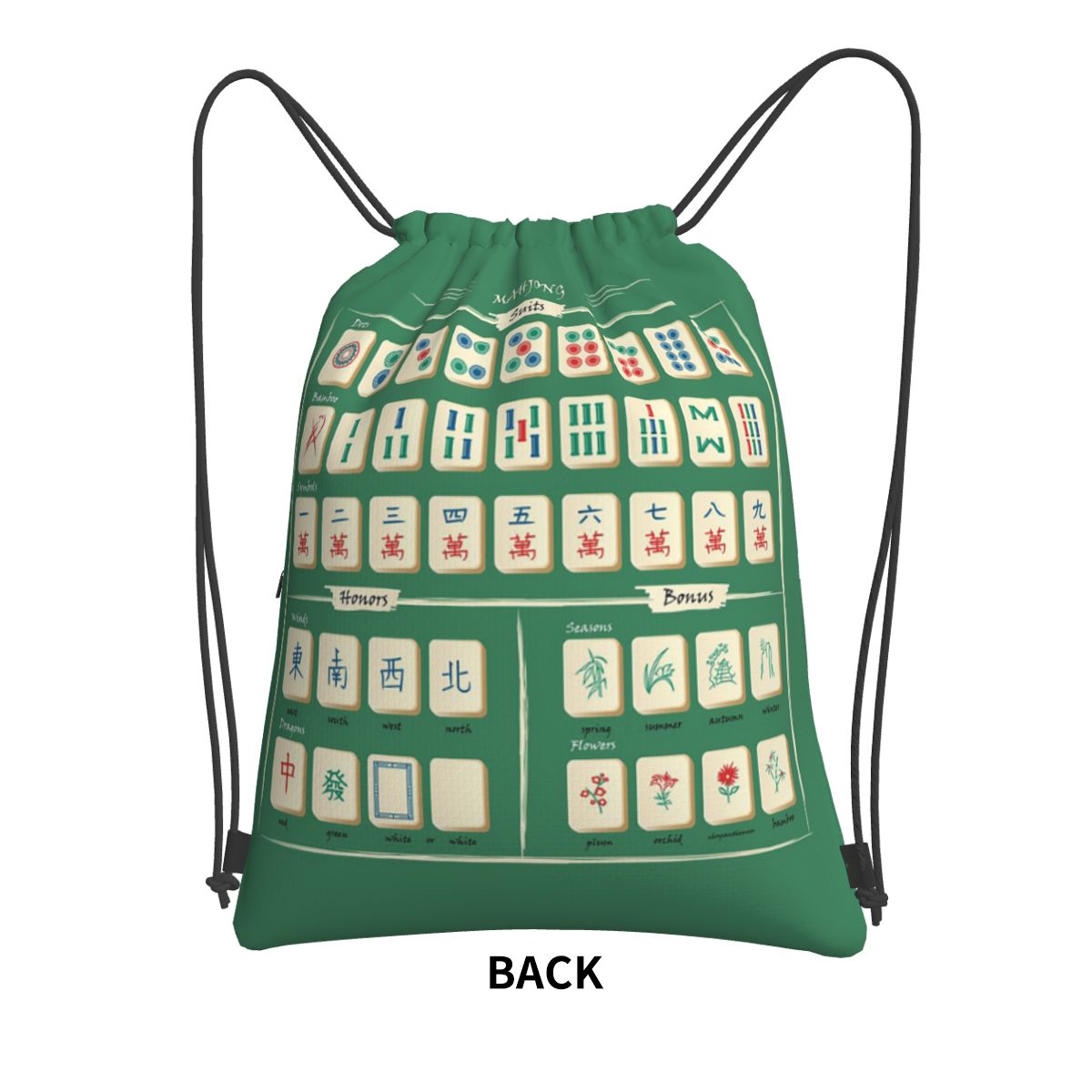 Mahjong Tile Pattern Backpacks - Tile Bag Drawstring avaliação e preço
