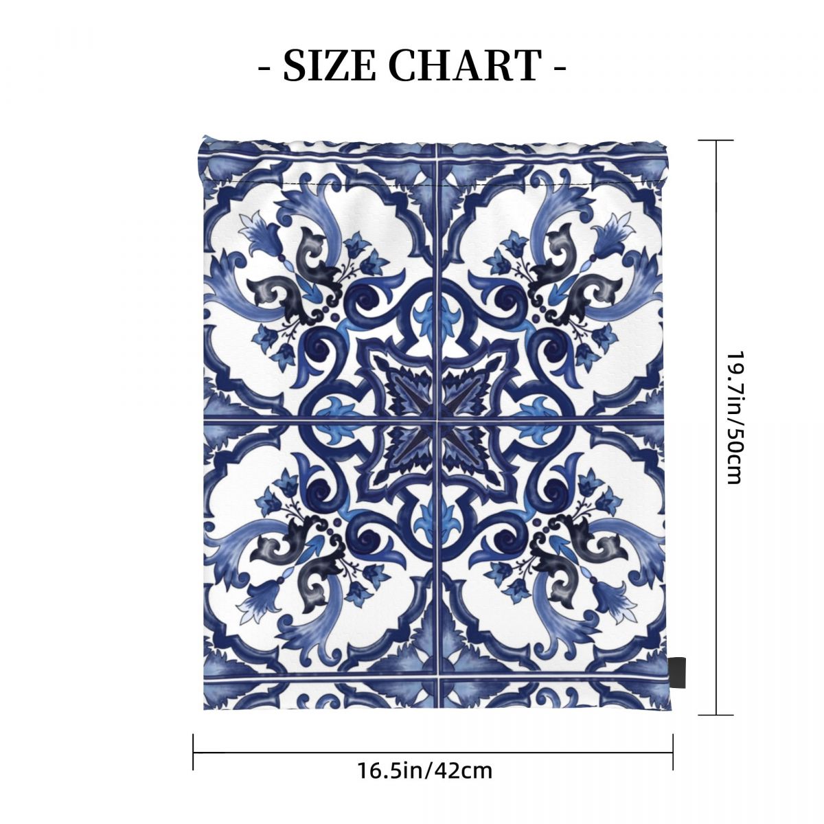 Blue Ornate Floral Mediterrane - Tile Bag Drawstring avaliação e preço