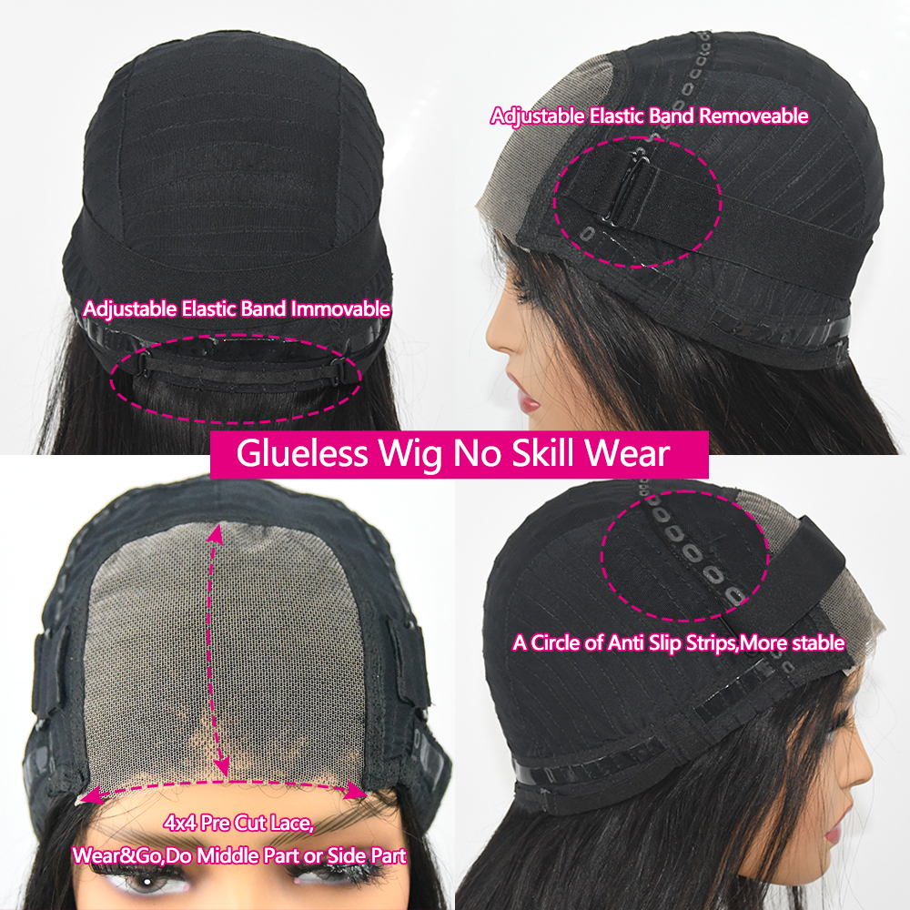 4x4 Glueless Wig BoB Human Hai - Board Game Queen avaliação e preço