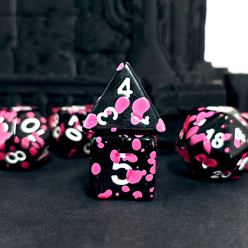 Polyhedral Pink Splatter Acryl - Board Game Pandemic avaliação e preço