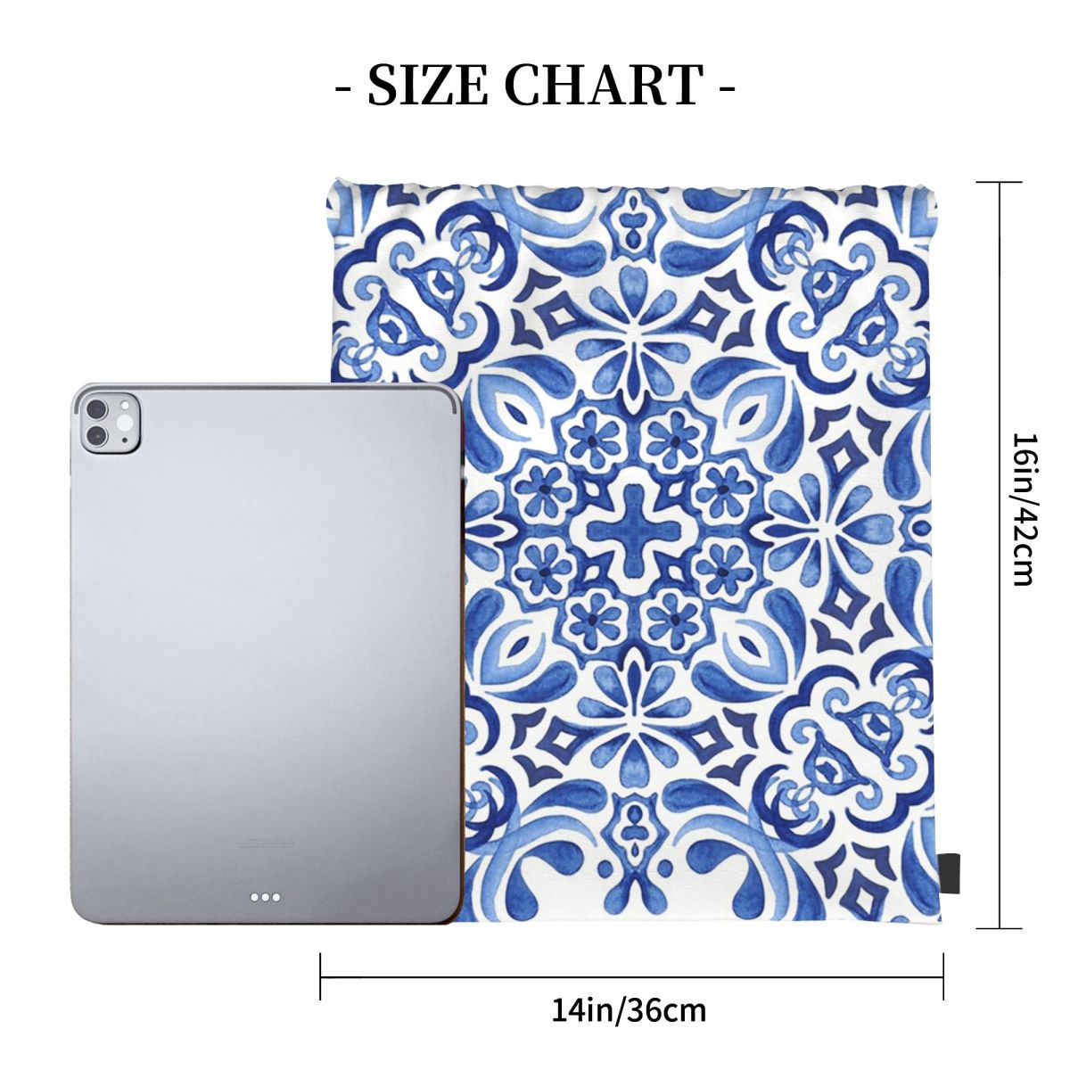 Mediterranean Mosaic Tiles Azu - Tile Bag Drawstring avaliação e preço