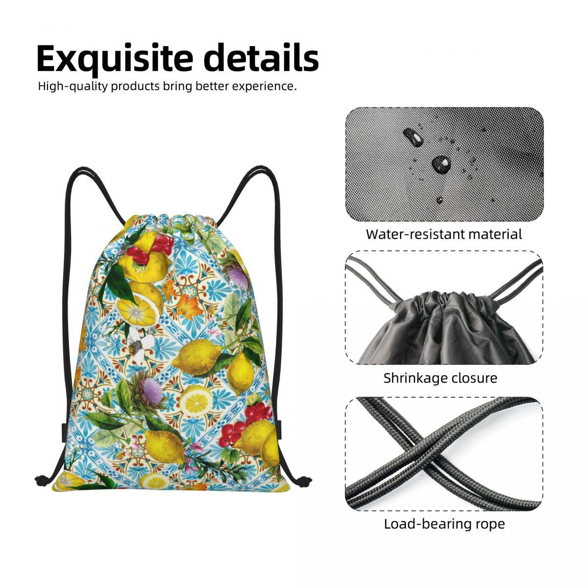 Sicilian Lemons And Romantic T - Tile Bag Drawstring avaliação e preço