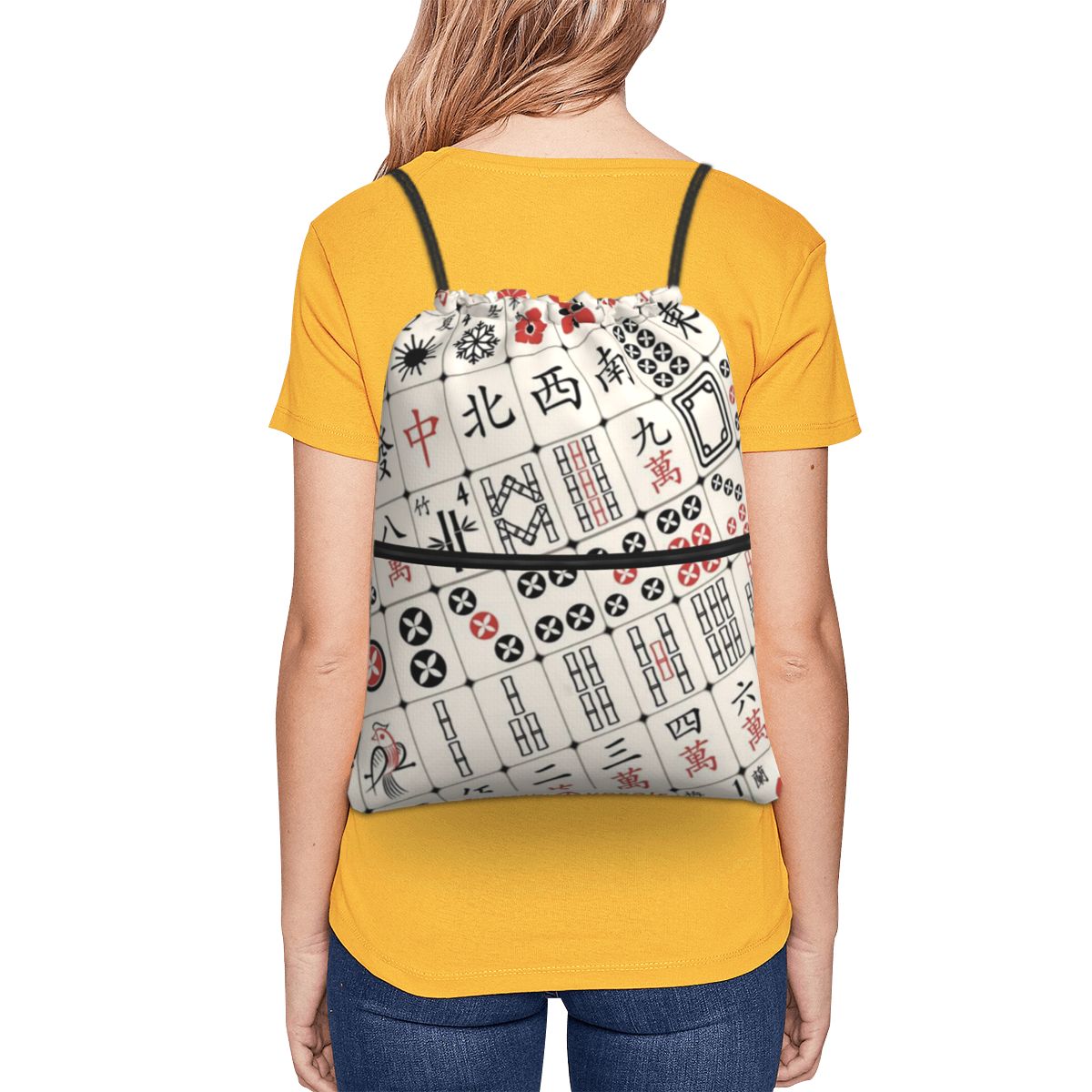 Mahjong Tile Pattern Backpacks - Tile Bag Drawstring avaliação e preço