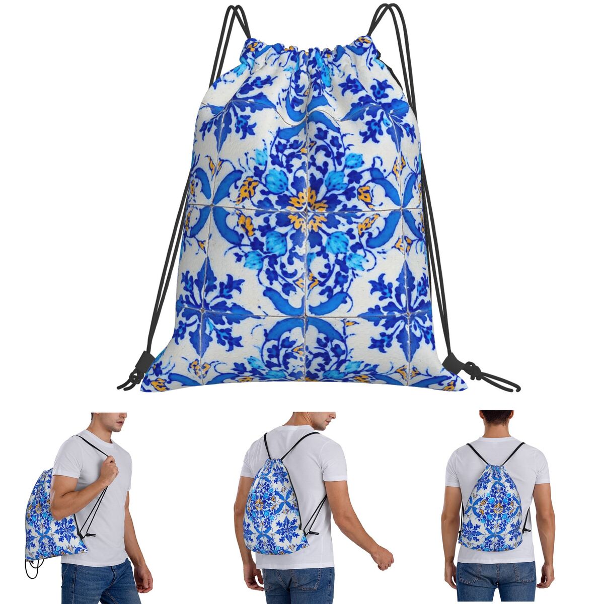 Portuguese Tile Decor Azulejo  - Tile Bag Drawstring avaliação e preço