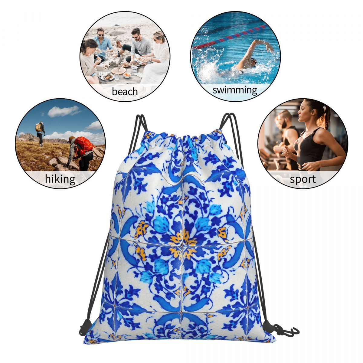 Portuguese Tile Decor Azulejo  - Tile Bag Drawstring avaliação e preço